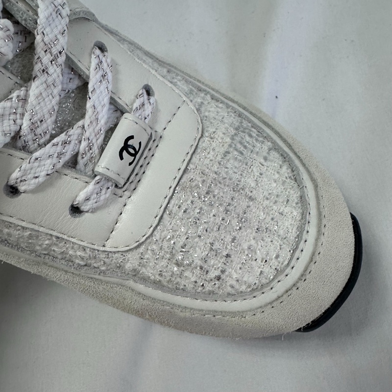 Chanel時尚奶灰編織運動鞋全新-20