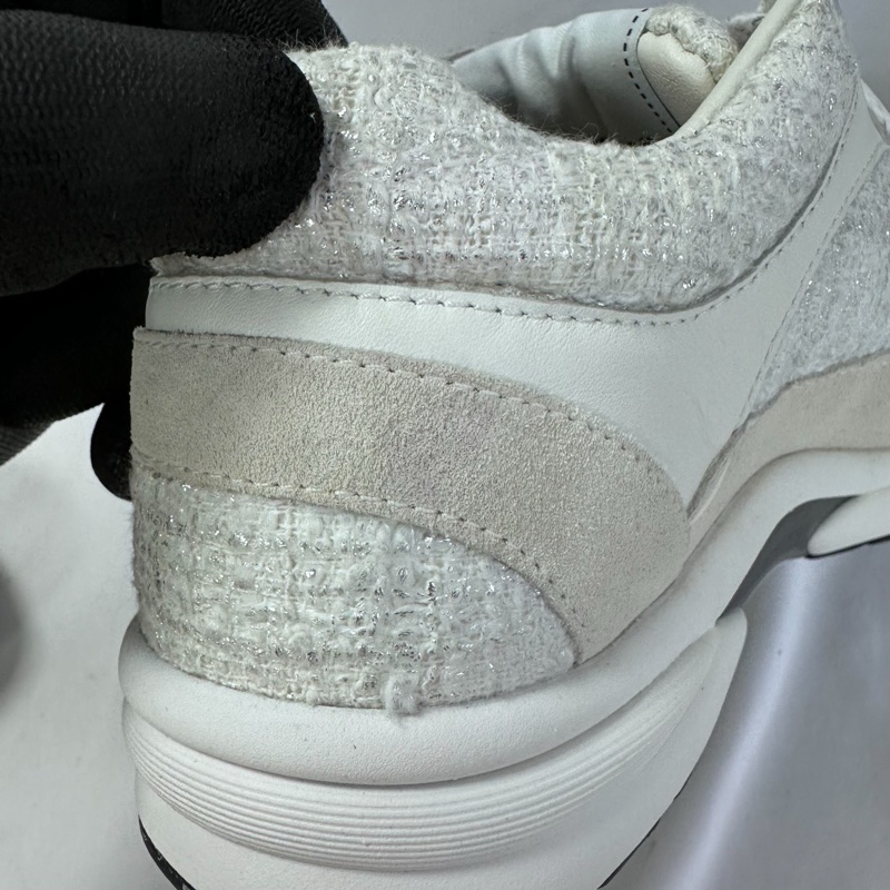 Chanel時尚奶灰編織運動鞋全新-21