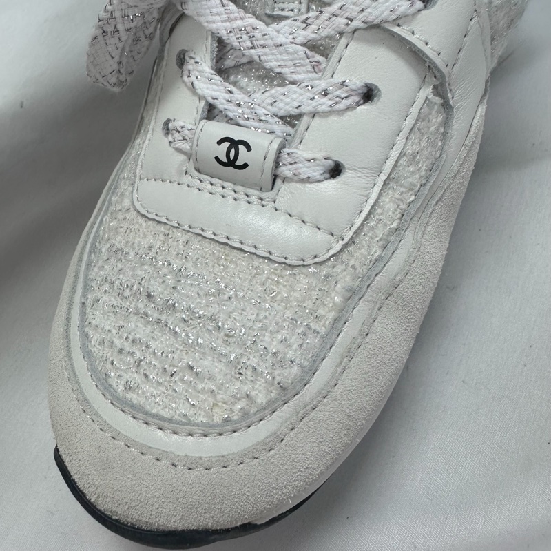 Chanel時尚奶灰編織運動鞋全新-24