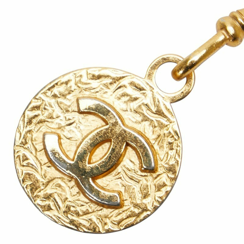 [Chanel] Chanel 1982 COCO Mark Leather Chain Belt Black Gold [Used] [Authenticated and Guaranteed Authentic] 213399