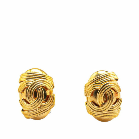 Chanel Coco Mark 橢圓形耳環 鍍金 女款 CHANEL