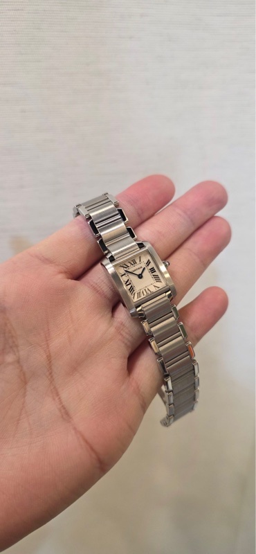 Cartier 精鋼方形坦克法坦Tank石英腕錶W50012S3