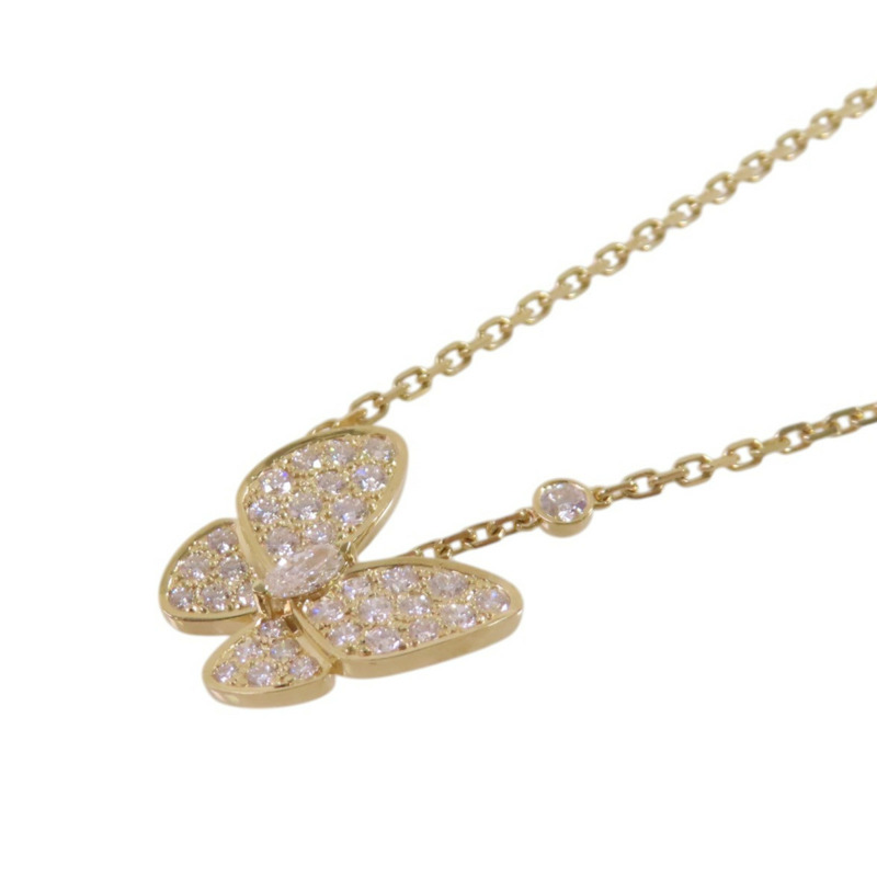 Van Cleef & Arpels 18K黃金/鑽石Two Butterfly Pendant Necklace金扣項鏈-0