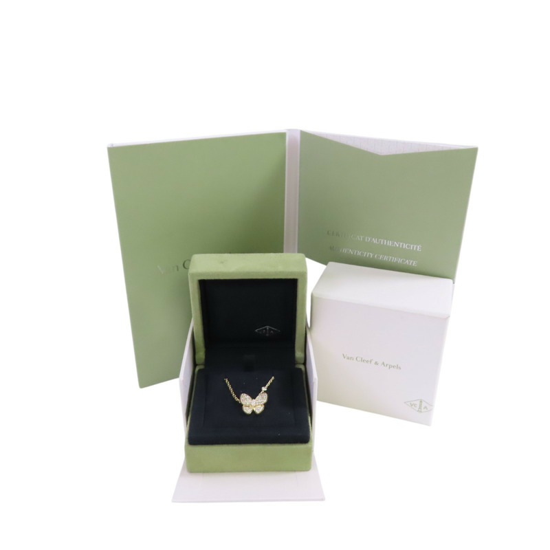 Van Cleef & Arpels 18K黃金/鑽石Two Butterfly Pendant Necklace金扣項鏈-10