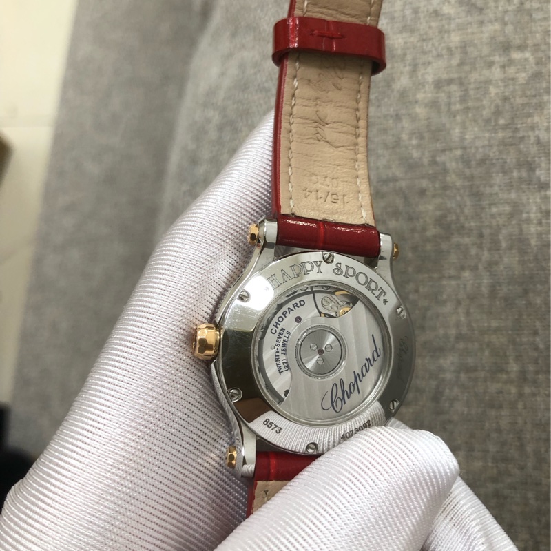 Chopard蕭邦 快樂鑽系列 玫瑰金間金機械手錶，30mm錶盤，外圈一圈原鑲鑽，型號278573-6020 ，2019年購入-11