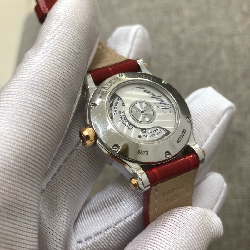 Chopard蕭邦 快樂鑽系列 玫瑰金間金機械手錶，30mm錶盤，外圈一圈原鑲鑽，型號278573-6020 ，2019年購入-12