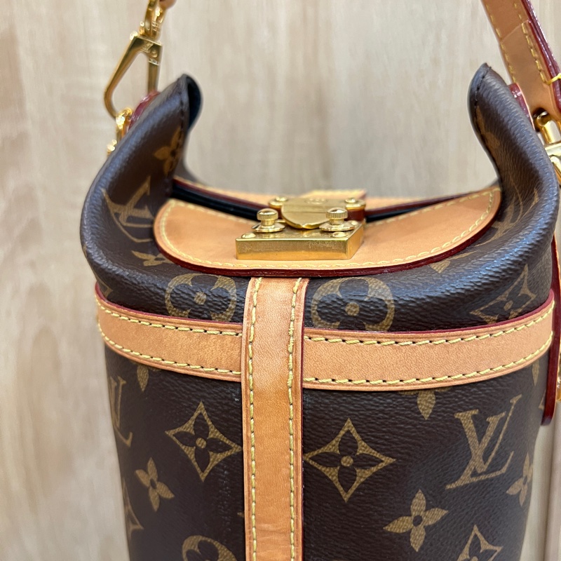 LV 原花Duffle Bag金釦手提斜背薯條包M43587-1