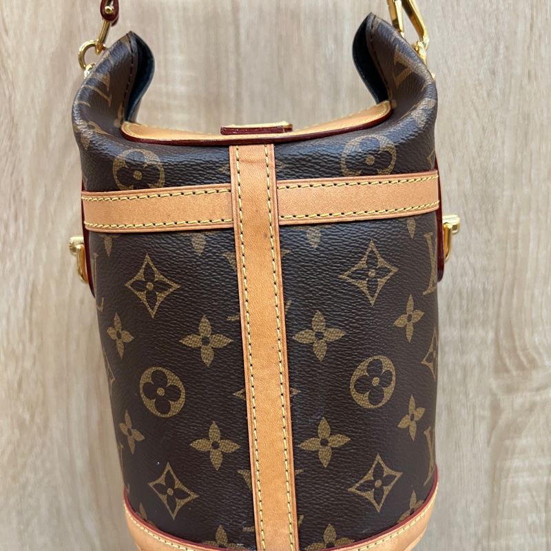 LV 原花Duffle Bag金釦手提斜背薯條包M43587-2