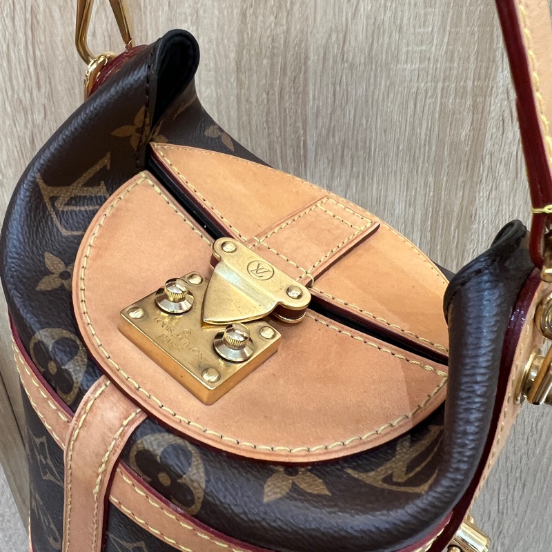 LV 原花Duffle Bag金釦手提斜背薯條包M43587-6