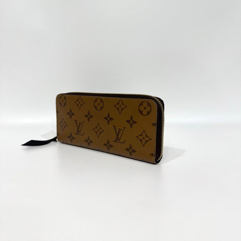 LV雙色原花窄版Clemence拉鍊長夾M82336-2