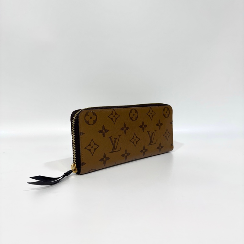 LV雙色原花窄版Clemence拉鍊長夾M82336-3