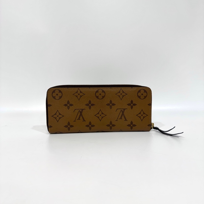 LV雙色原花窄版Clemence拉鍊長夾M82336-4