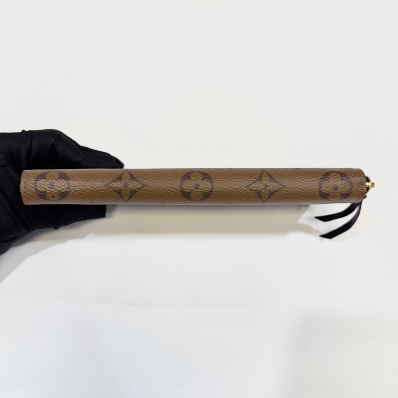 LV雙色原花窄版Clemence拉鍊長夾M82336-5