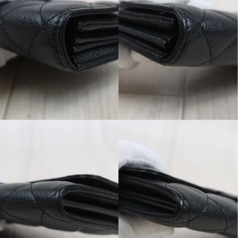 「JL精品代購」 98新Chanel 黑荔枝牛皮長夾-5