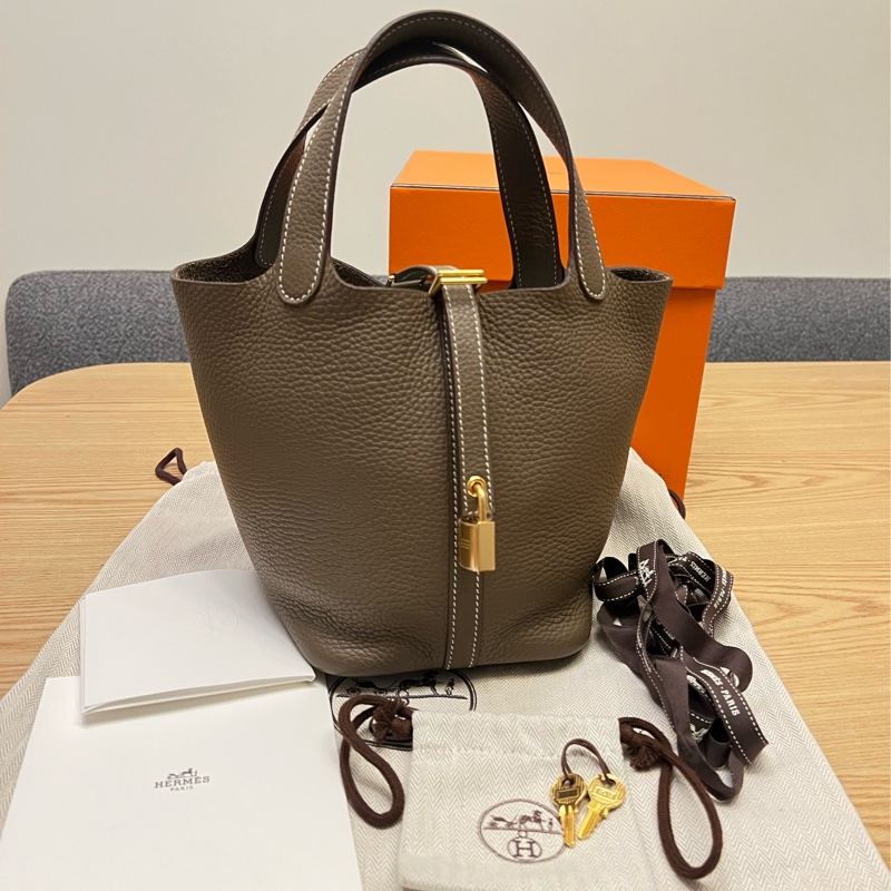 Hermes Picotin 18 大象灰金扣-6