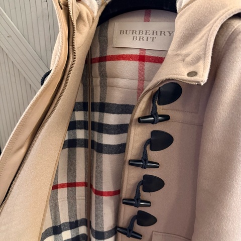 Burberry 正品 帽子牛角釦羊毛大衣 UK4 95成新 義大利羅馬Burberry專櫃帶回
