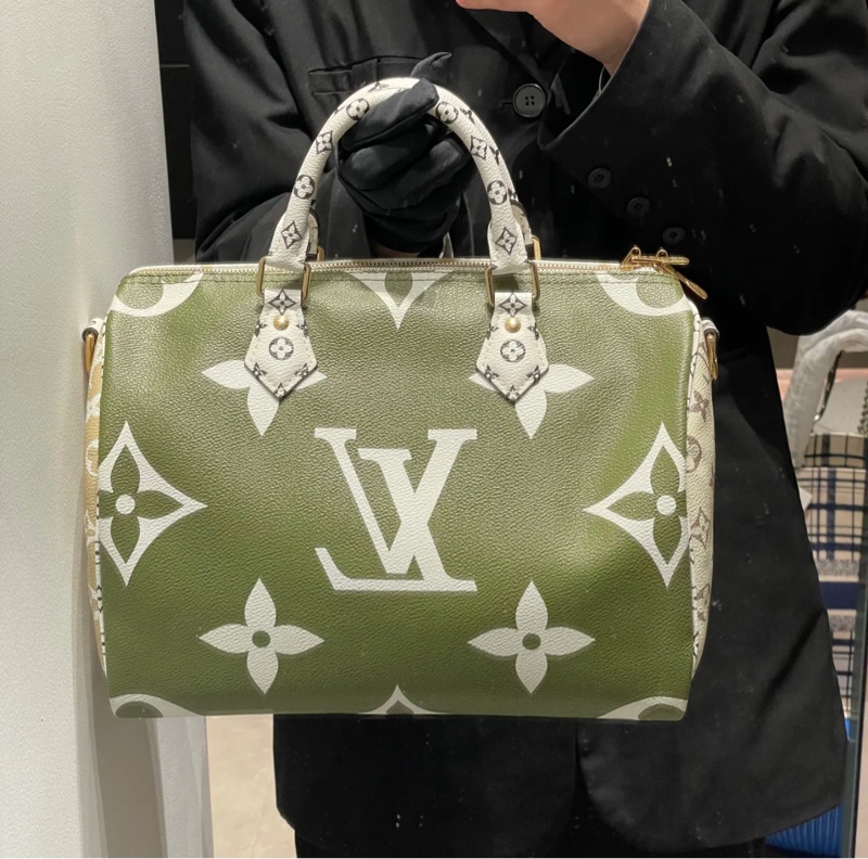 「JL精品代購」98新 LV speedy30 牛油果拼色 手提/肩背包-4