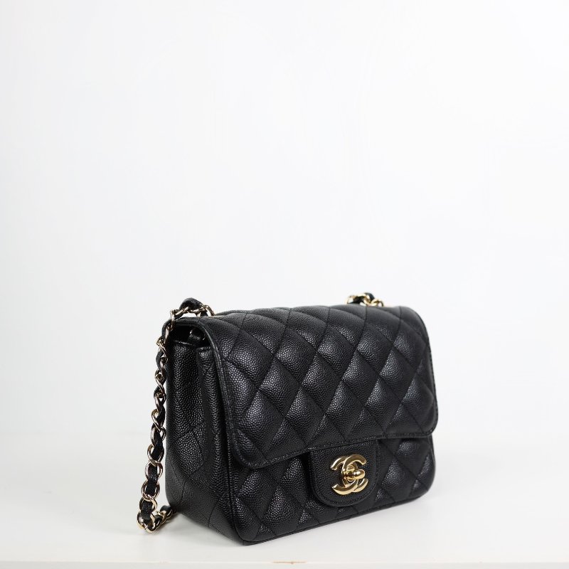 二手Chanel Mini Coco方胖子 荔枝牛 淡金釦-4