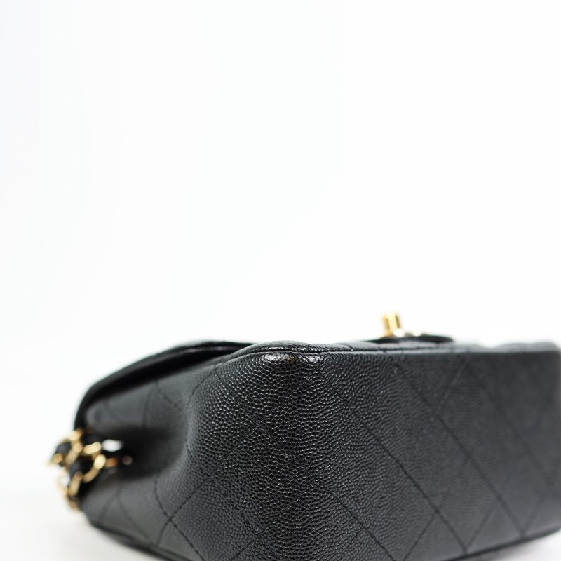 二手Chanel Mini Coco方胖子 荔枝牛 淡金釦-8