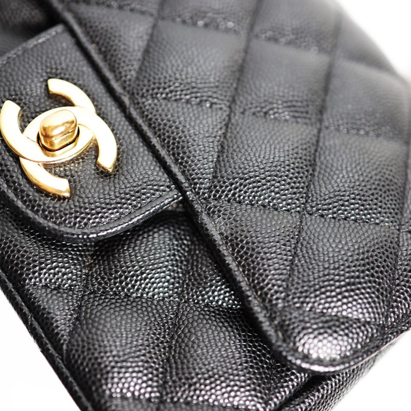 二手Chanel Mini Coco方胖子 荔枝牛 淡金釦-10