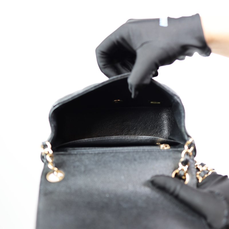 二手Chanel Mini Coco方胖子 荔枝牛 淡金釦-11