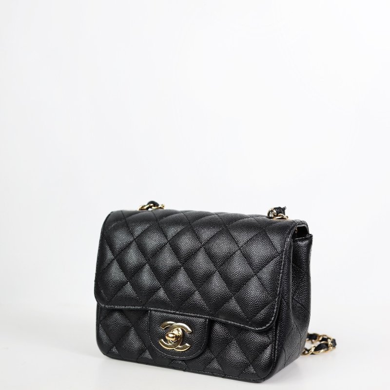 二手Chanel Mini Coco方胖子 荔枝牛 淡金釦-14