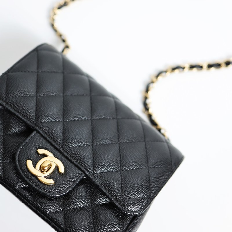 二手Chanel Mini Coco方胖子 荔枝牛 淡金釦-15