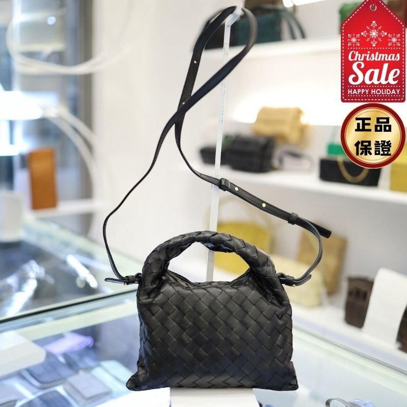 🎊佳節特賣🎁Bottega Veneta 777586 小款迷你 Hop 編織包   黑色-0