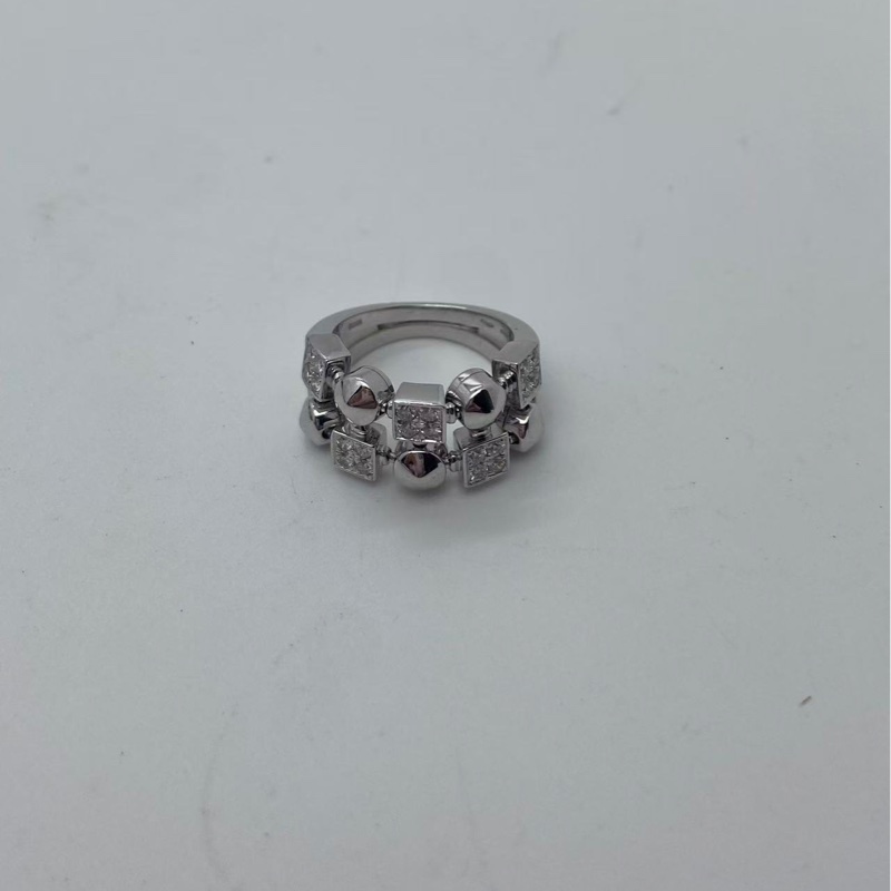 寶格麗 Bvlgari 白金半鑽 中古款戒指,天圓地方,lucia系列,尺寸 50 號-7