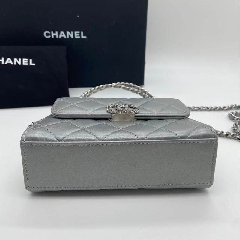 Chanel 23P 銀色手柄Kelly小廢包 中號 尺寸11*14.5*5.5cm 芯片款-12