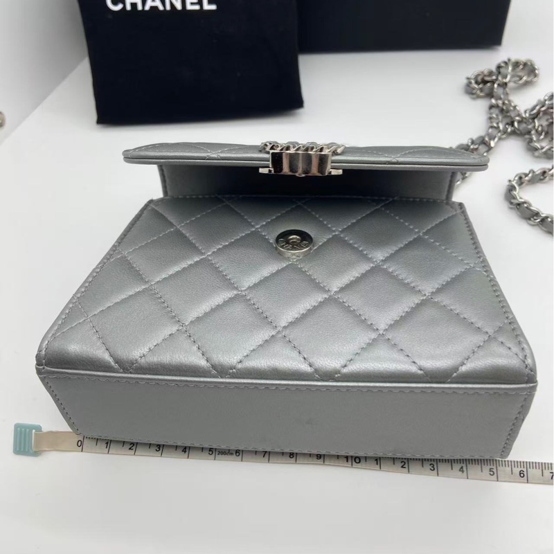 Chanel 23P 銀色手柄Kelly小廢包 中號 尺寸11*14.5*5.5cm 芯片款-17