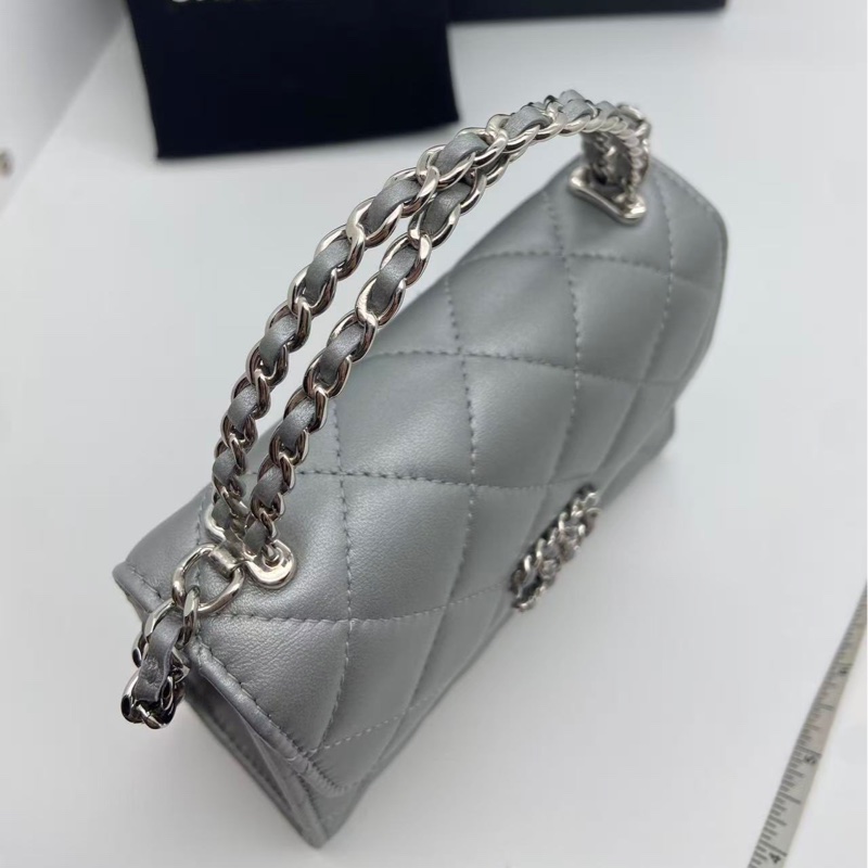 Chanel 23P 銀色手柄Kelly小廢包 中號 尺寸11*14.5*5.5cm 芯片款-19