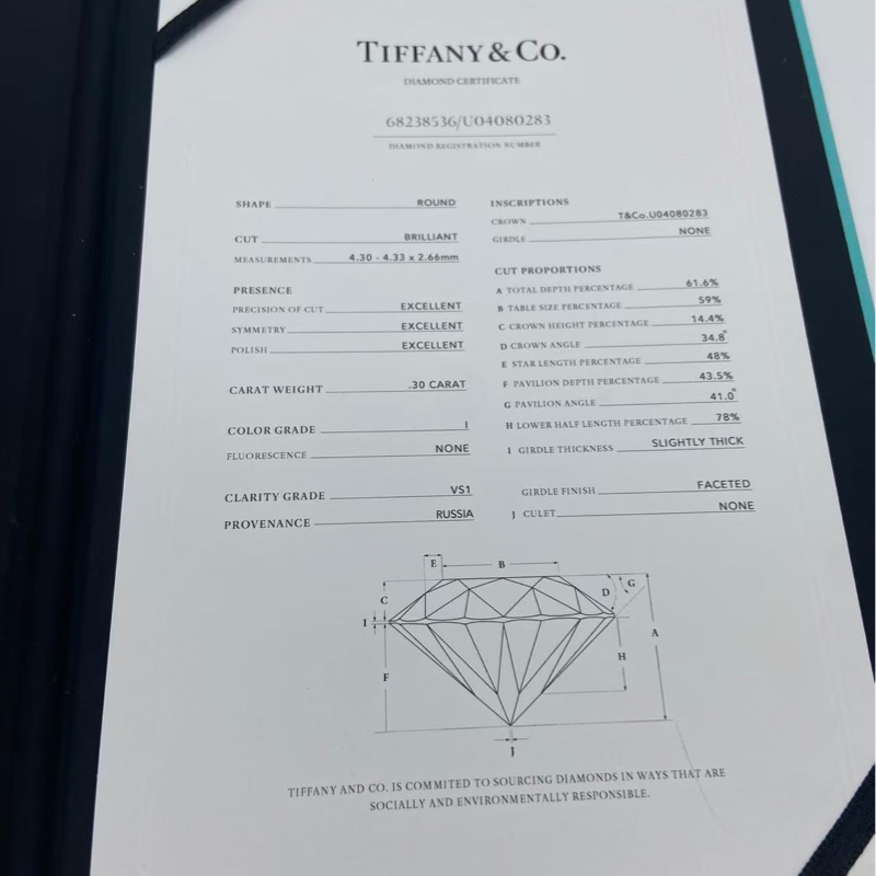 Tiffany0.3克拉鑽鑽戒47.5碼,配件盒子保卡,主鑽0.3克拉,顏色I,淨度vs1-9