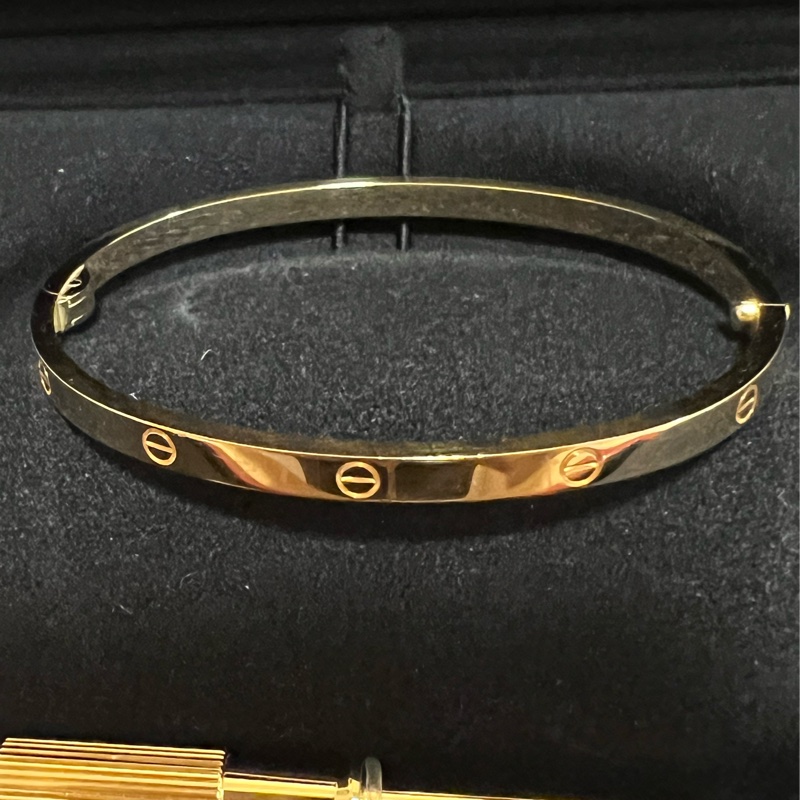 Cartier LOVE系列手環 黃K金 窄版 17號-1