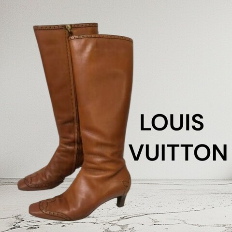 🔥10/5-10/31週年慶🔥【狂降超激省】㊣✨Louis Vuitton✨**尺寸36**路易威登 LV 駝色 老花圖騰 高筒 長靴/二手精品/二手鞋/保證正品🌳二手樹屋🌳