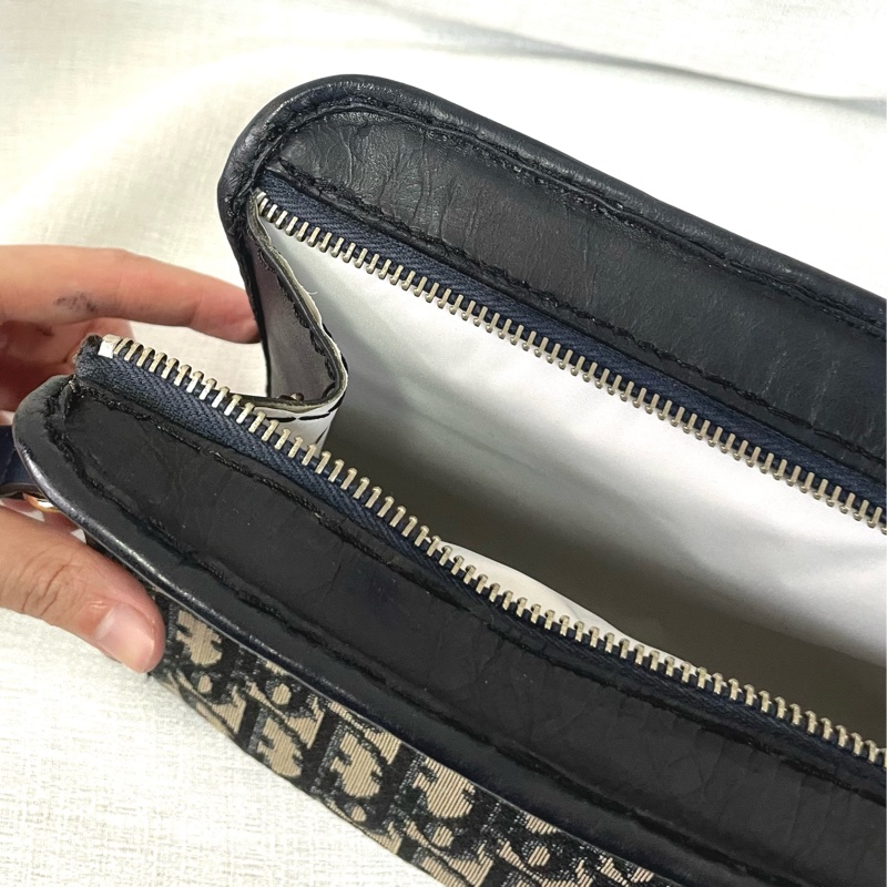 Dior 老花拉鍊信封肩背包 Navy Oblique Canvas Clutch with Strap-38
