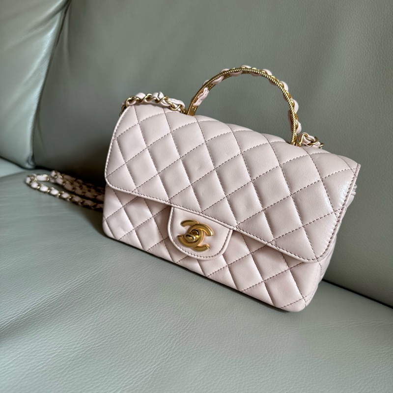 Chanel flap bag (pink) 金扣-4