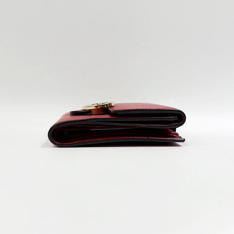 GUCCI紅色牛皮雙G下蓋短夾598167-1