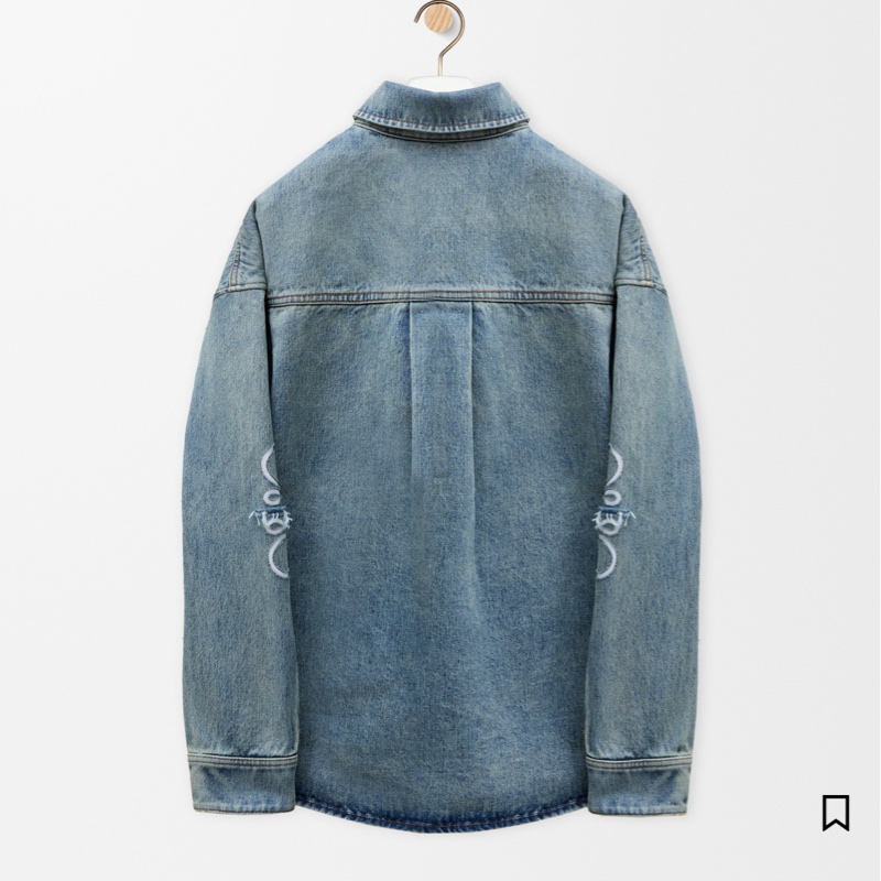 2025 《Loewe 》Anagram overshirt in denim刺繡牛仔外套(吊牌在)-1
