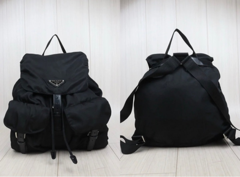 「JL精品代購」9新 Prada降落傘雙肩包 黑色尼龍材質超級耐磨防水 中號-2