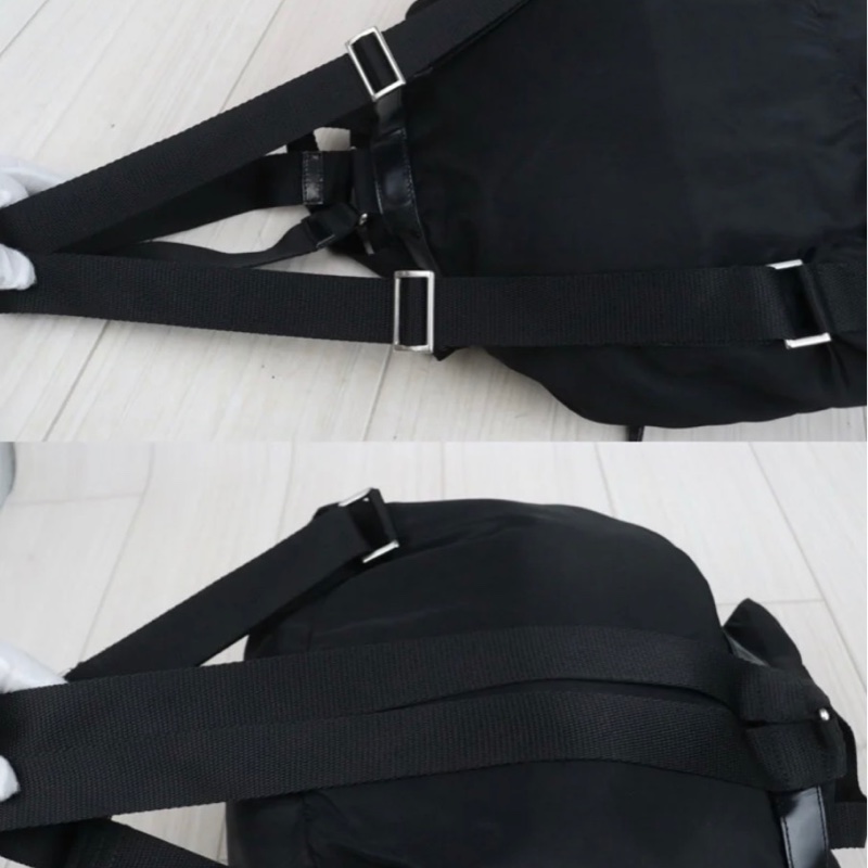 「JL精品代購」9新 Prada降落傘雙肩包 黑色尼龍材質超級耐磨防水 中號-5