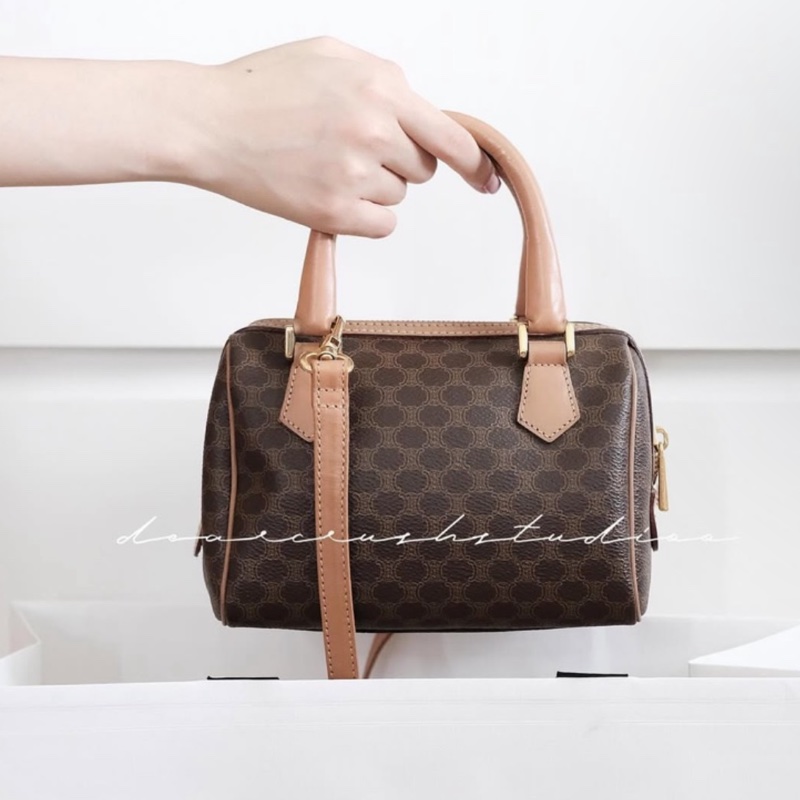 Celine 凱旋門老花波士頓斜挎包 Macadam boston crossbody bag-0