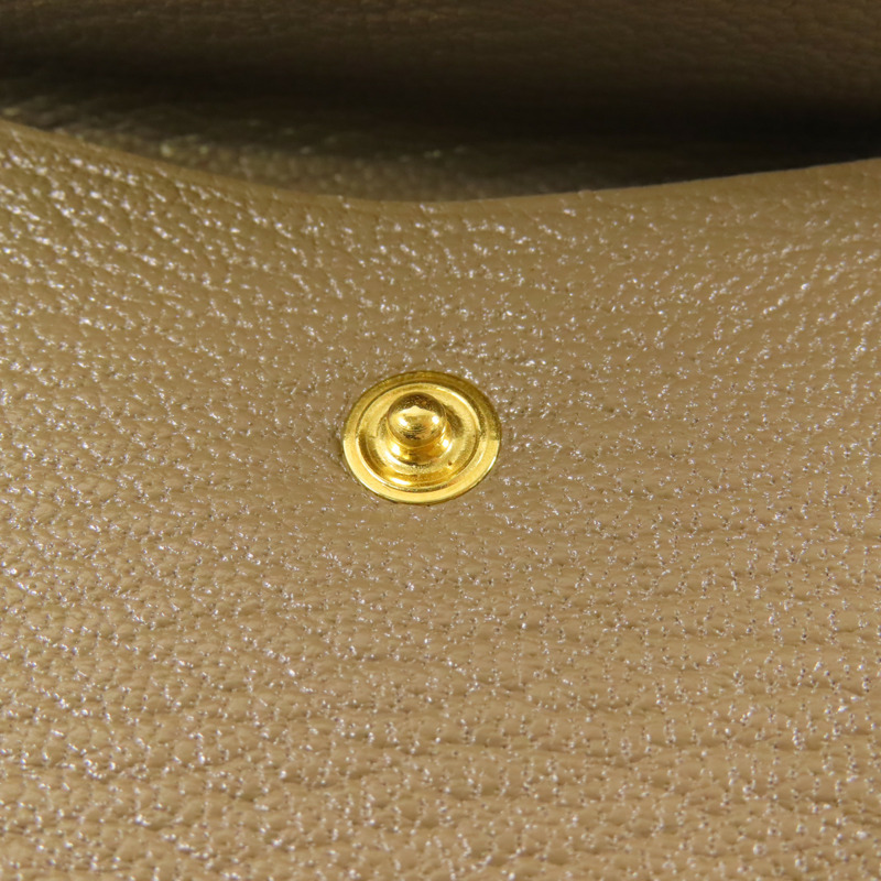 HERMES Chevre皮革Bearn Mini Wallet金扣錢包Etoupe-7