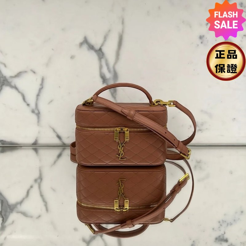 ✨快閃特價✨Saint Lauent 766731 YSL 小羊皮 Gaby Vanity 包 Barley Pink 棕粉色-0