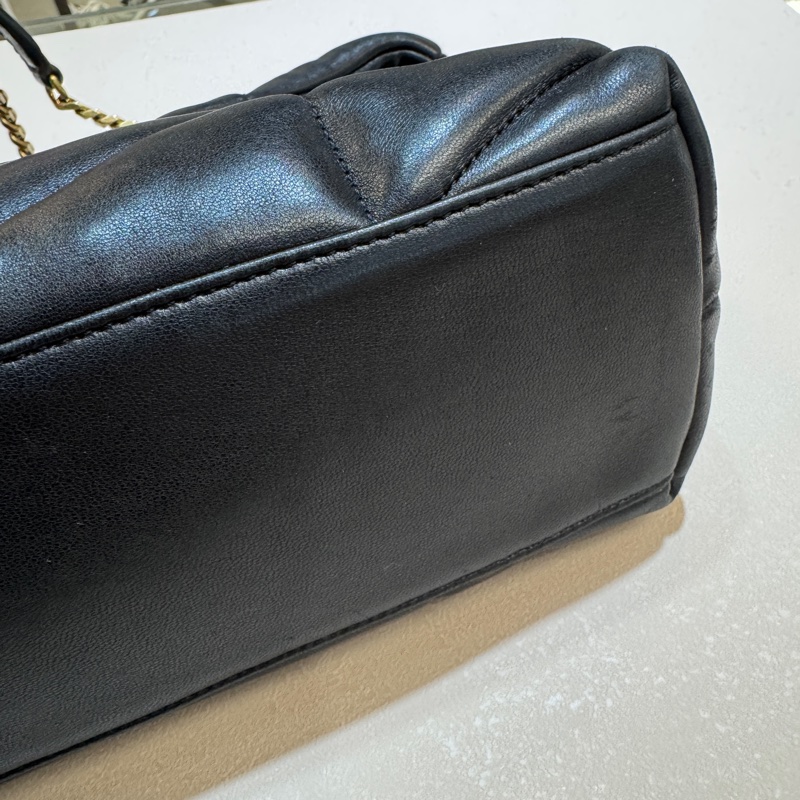 YSL黑金羊皮衍縫小號PUFFER側背包5774761 雲朵包-10