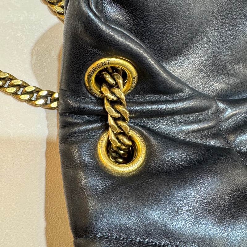 YSL黑金羊皮衍縫小號PUFFER側背包5774761 雲朵包-19