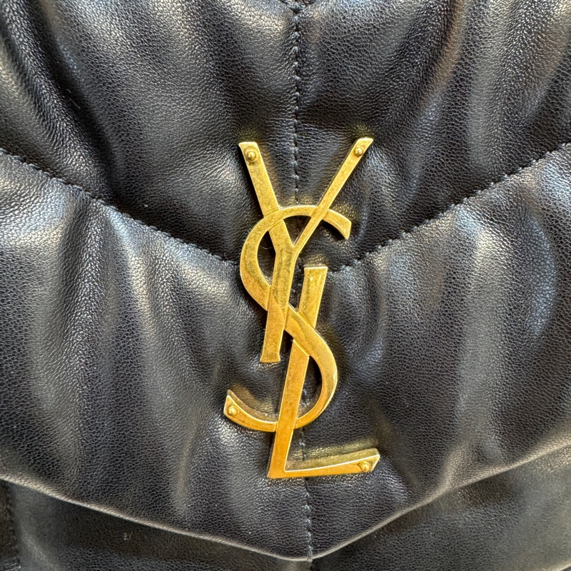 YSL黑金羊皮衍縫小號PUFFER側背包5774761 雲朵包-21