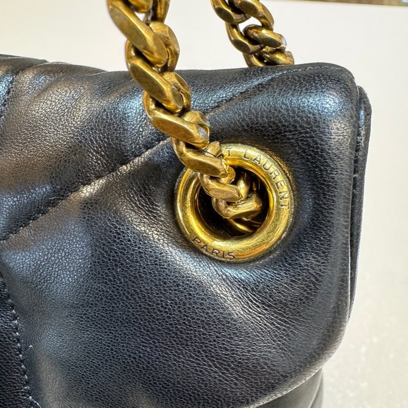 YSL黑金羊皮衍縫小號PUFFER側背包5774761 雲朵包-22