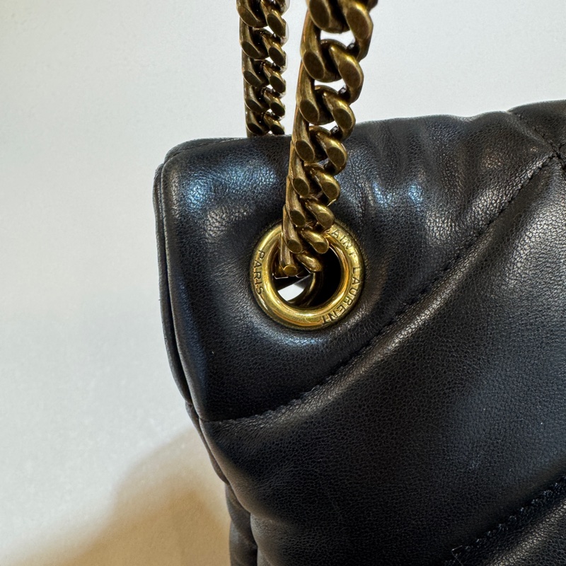 YSL黑金羊皮衍縫小號PUFFER側背包5774761 雲朵包-25