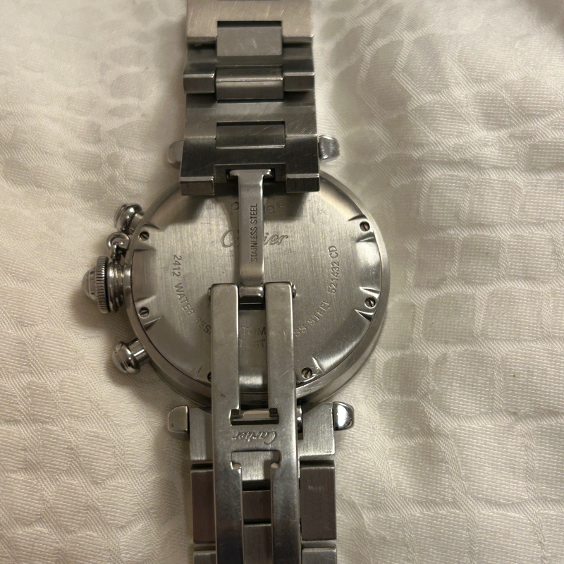 Cartier 男女錶/中性 3計時器Pasha 37mm不鏽鋼鏈錶-10
